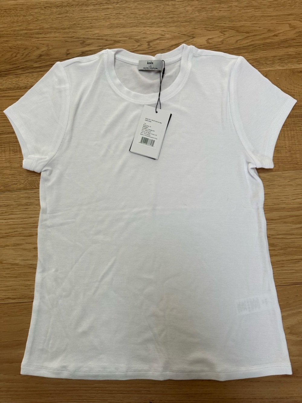 knix White Ribbed Crew Neck Tee